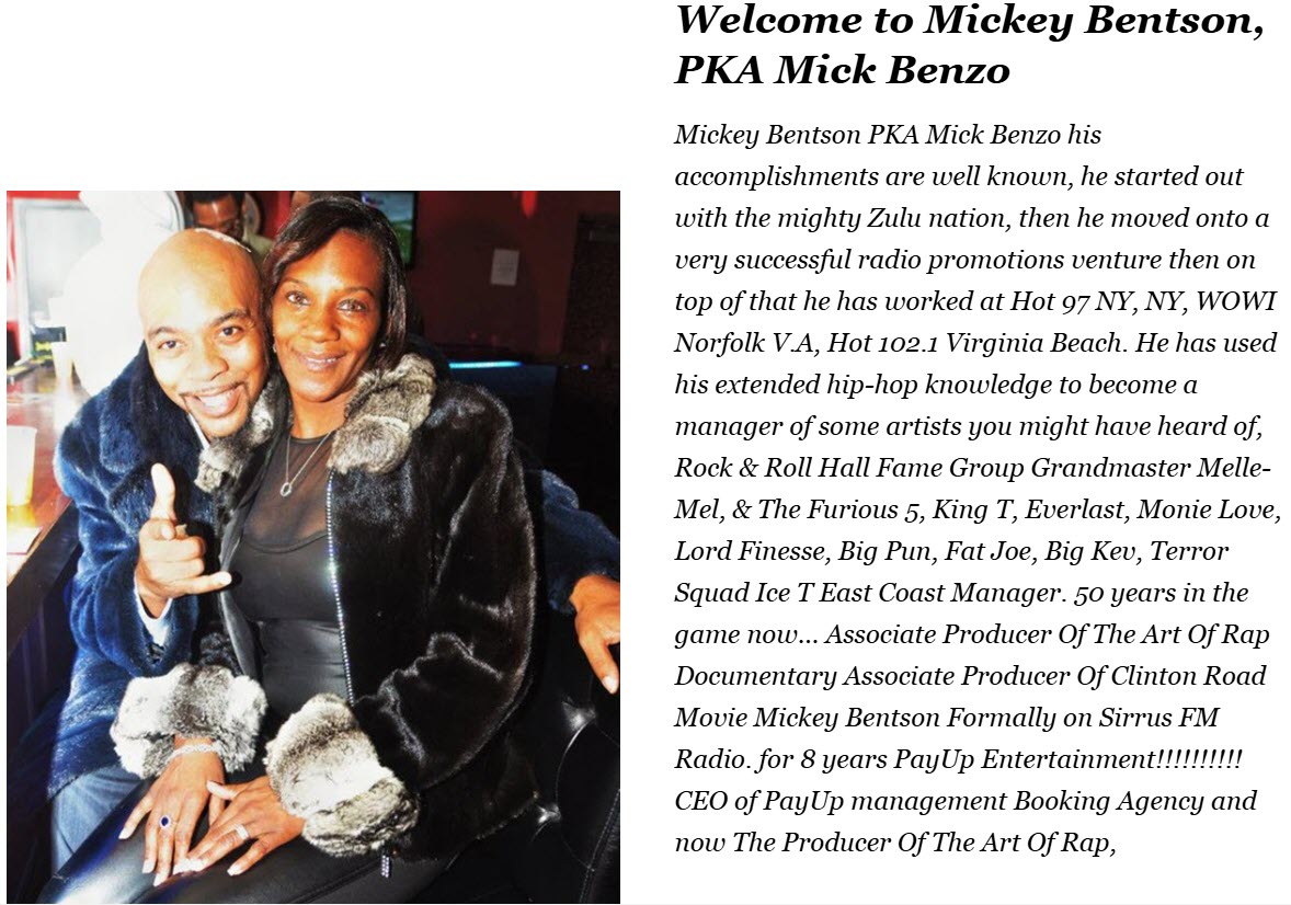Welcome to Mickey Bentson, PKA Mick Benzo